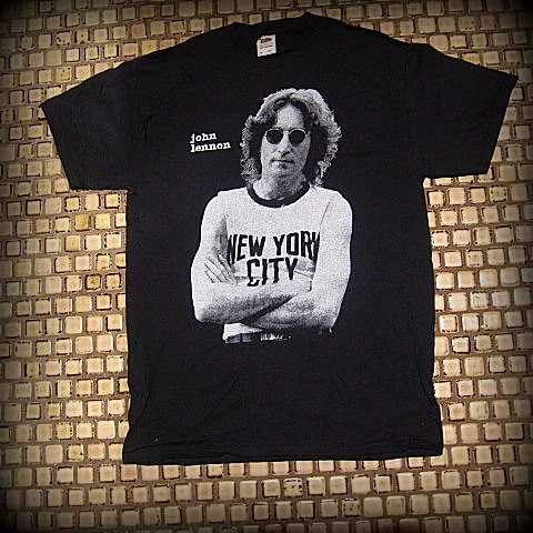 BEATLES / JOHN LENNON -New York City - Two Sided Printed - T-Shirt